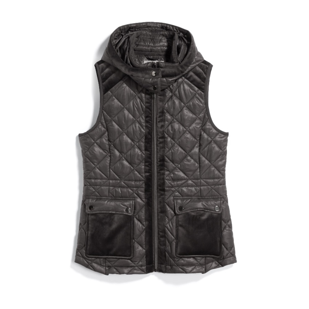 EUC Bagatelle Maya Velvet Trim Puffer Vest in XS